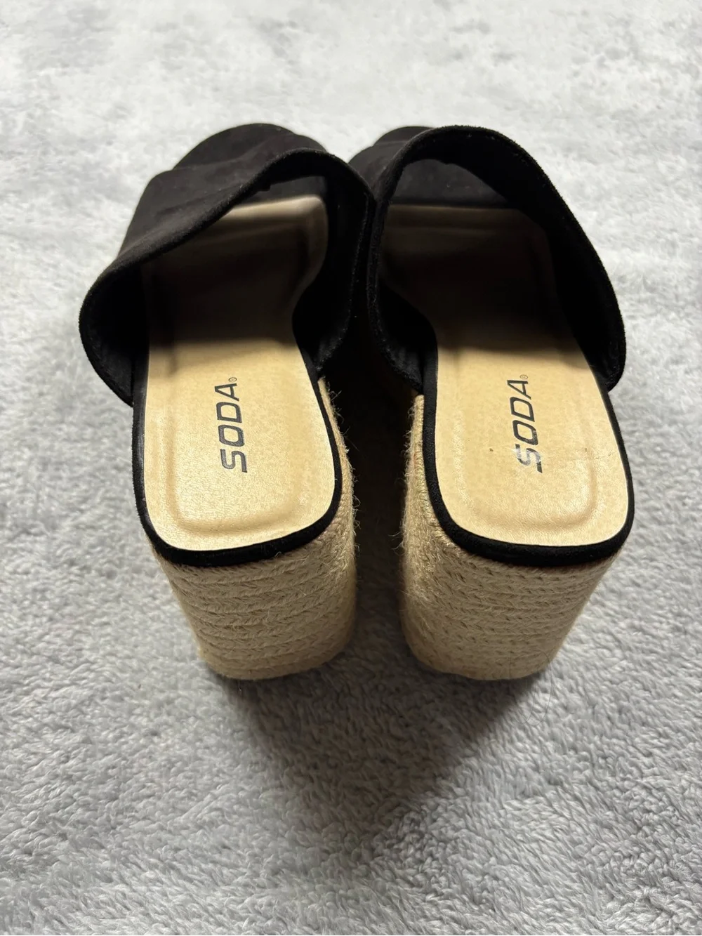 Soda Black Espadrille Platform Slide Sandals